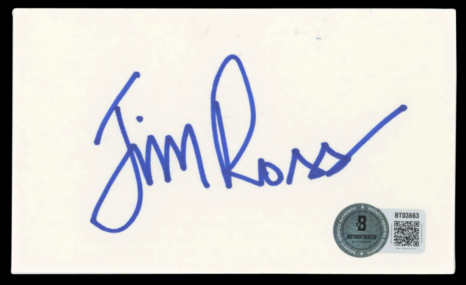 WWE Jim Ross Authentic Signed 3x5 Index Card Autographed BAS #BT03663