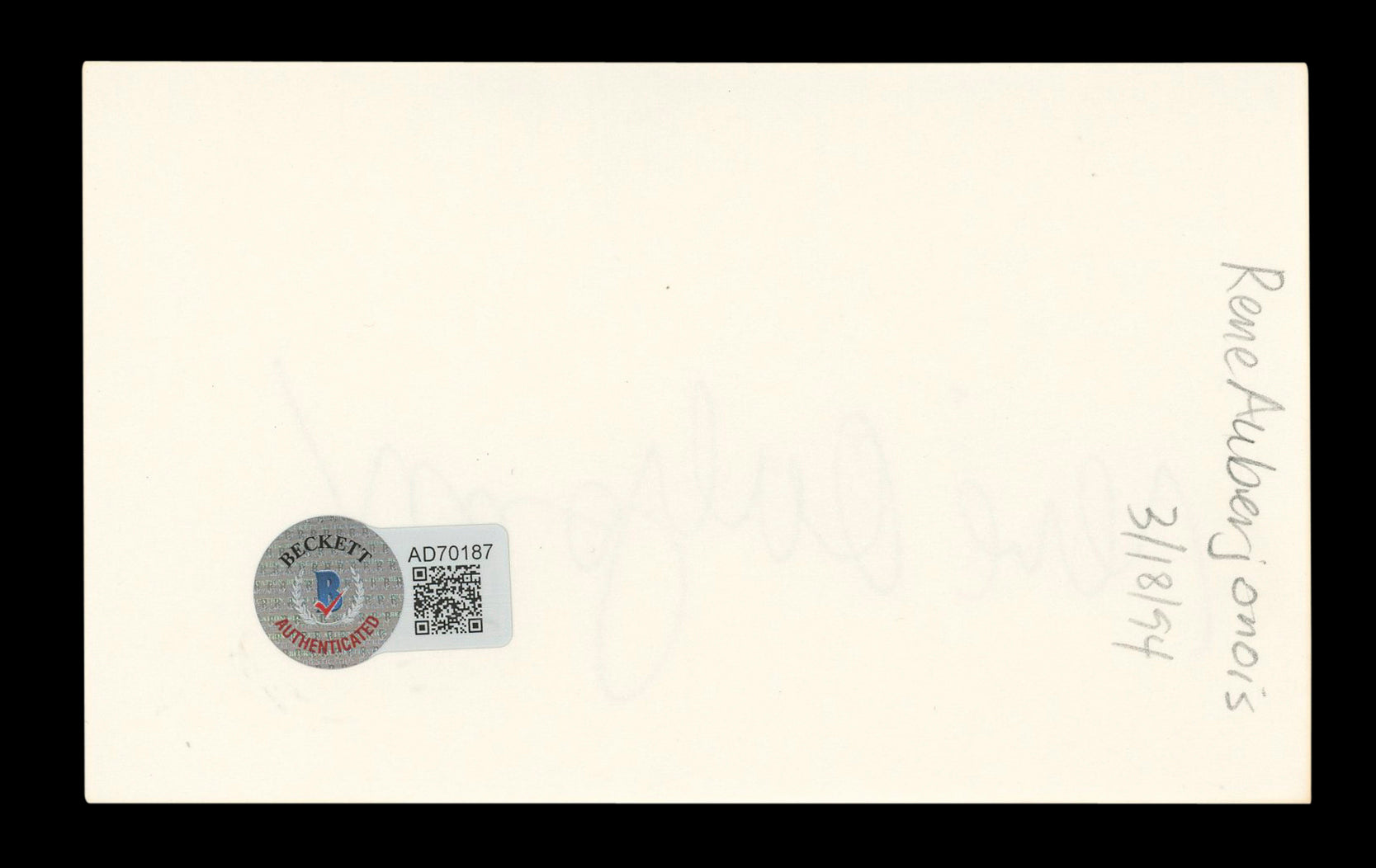 René Auberjonois Star Trek Signed 3x5 Index Card Autographed BAS #AD70187