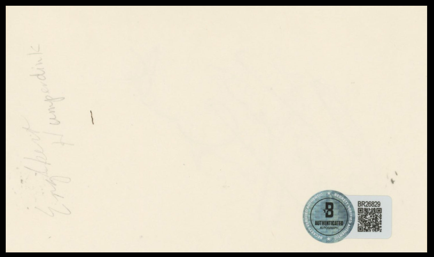 Engelbert Humperdink Musician Authentic Signed 3x5 Index Card BAS #BR26829
