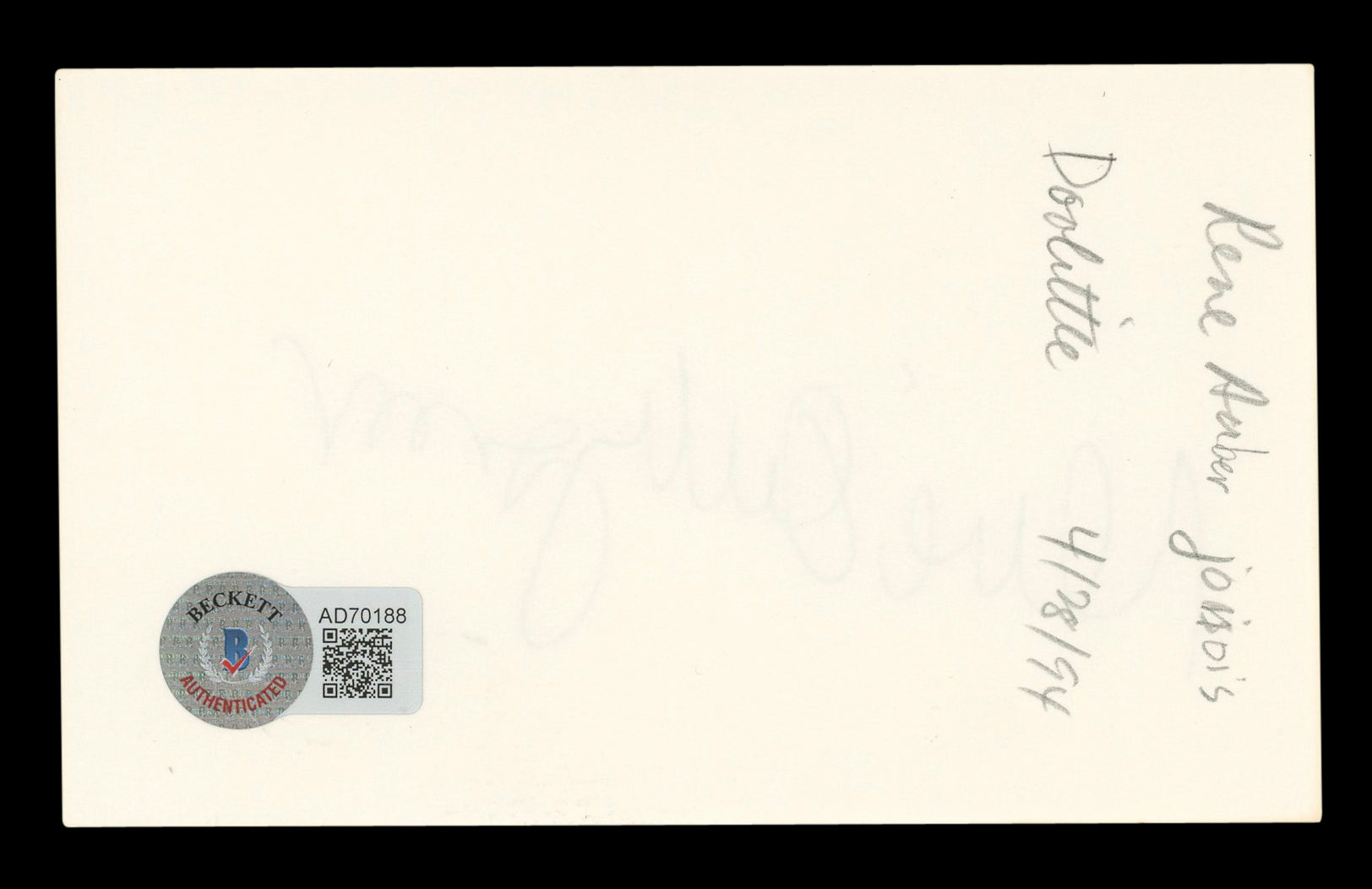 René Auberjonois Star Trek Signed 3x5 Index Card Autographed BAS #AD70188