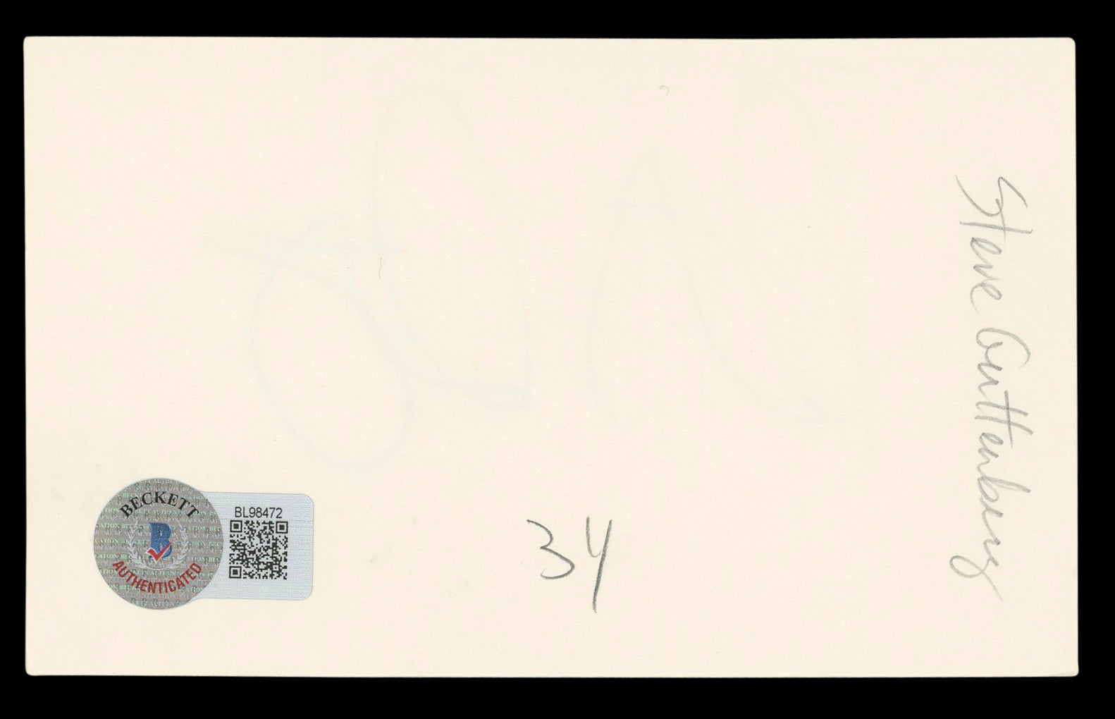 Steve Guttenberg Police Academy Authentic Signed 3x5 Index Card BAS #BL98472