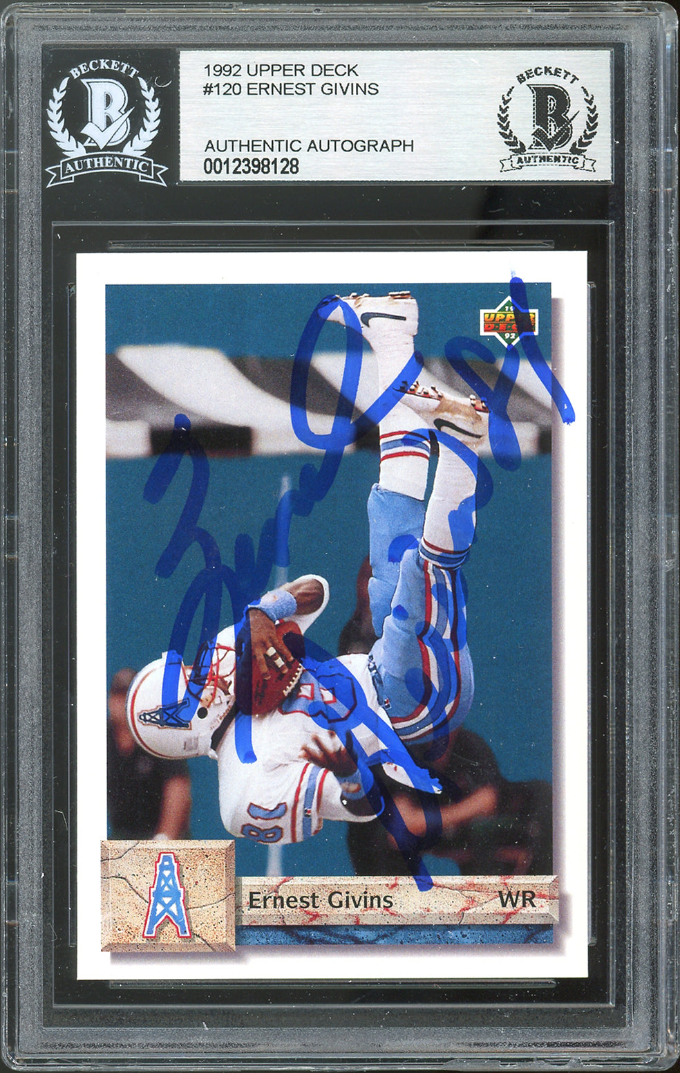 Oilers Ernest Givins Authentic Signed 1992 Upper Deck #120 Card BAS Slabbed