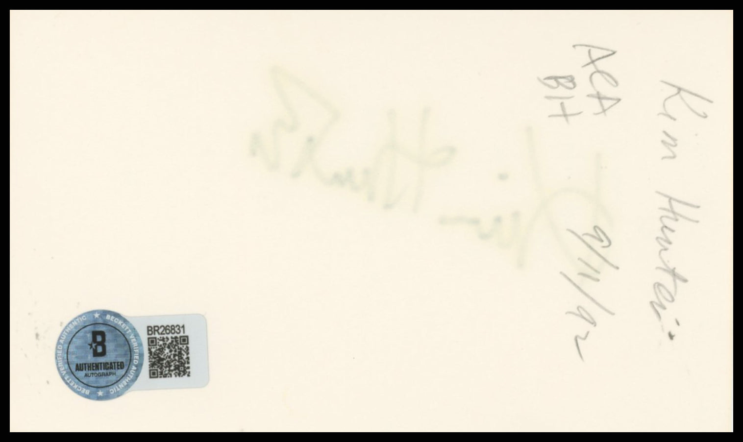 Kim Hunter A Streetcar Named Desire Authentic Signed 3x5 Index Card BAS #BR26831