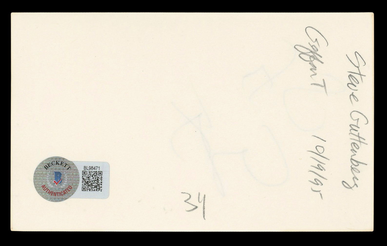 Steve Guttenberg Police Academy Authentic Signed 3x5 Index Card BAS #BL98471