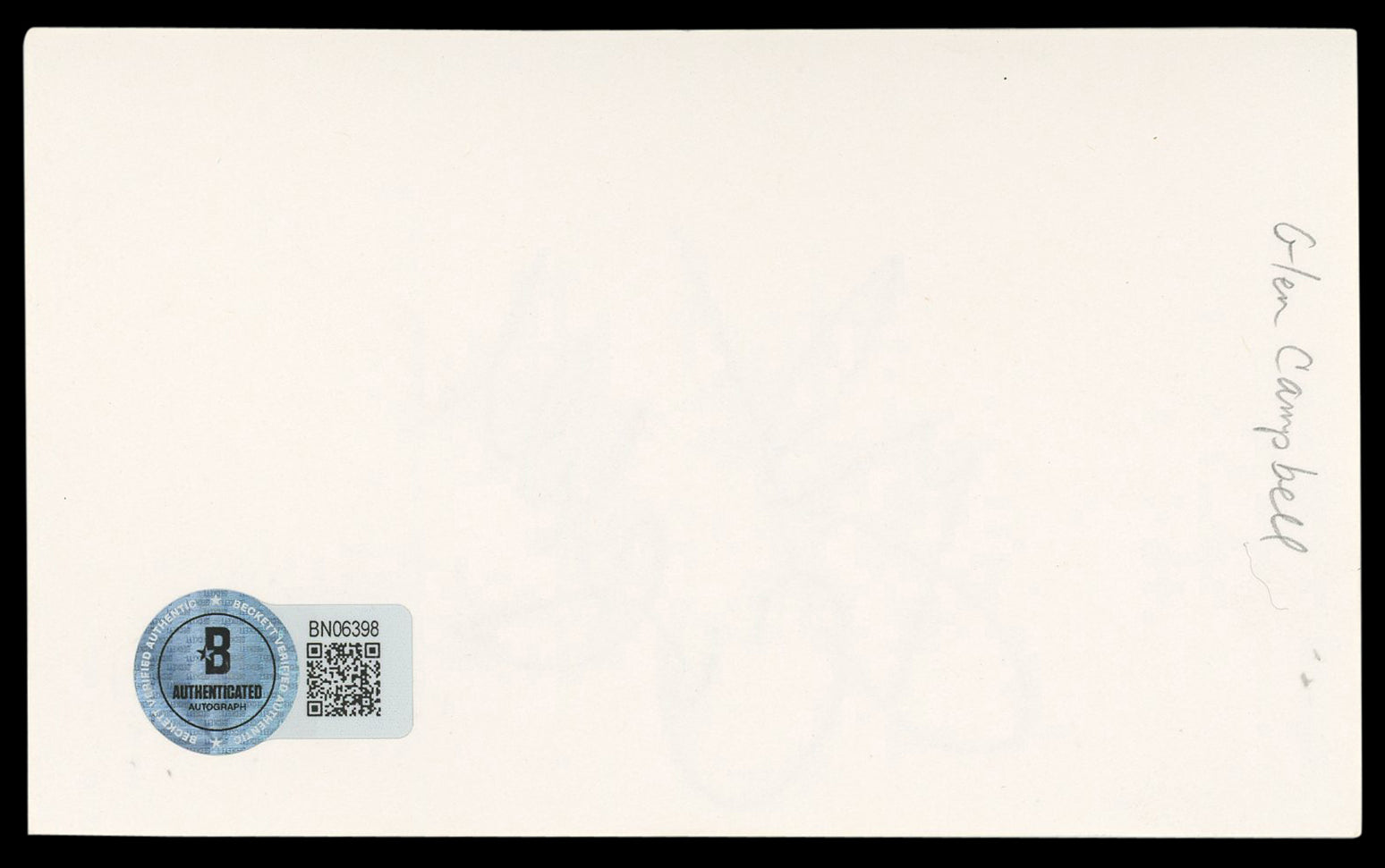 Glen Campbell True Grit Authentic Signed 3x5 Index Card Autographed BAS #BN06398
