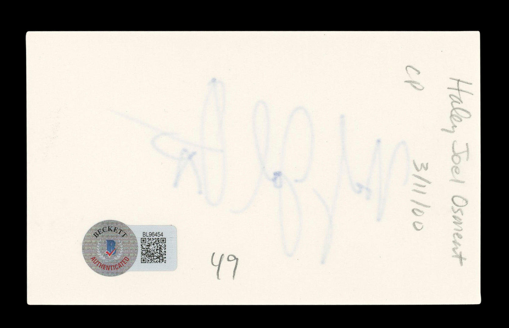 Haley Joel Osment The Sixth Sense Authentic Signed 3x5 Index Card BAS #BL96454