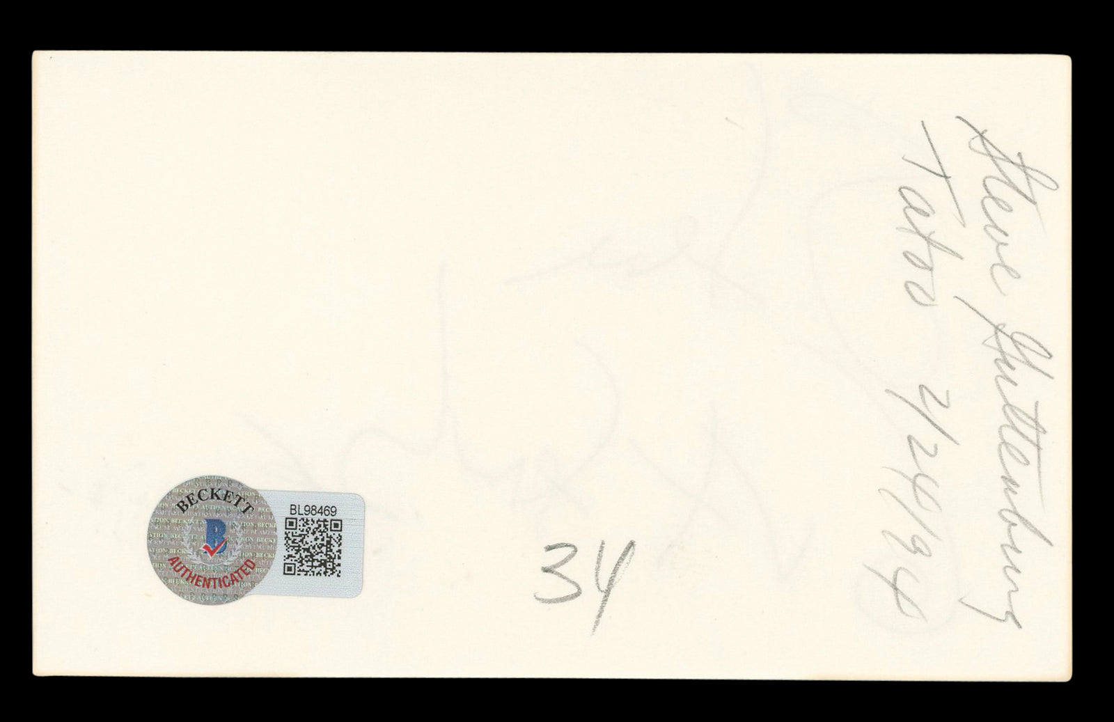 Steve Guttenberg Police Academy Authentic Signed 3x5 Index Card BAS #BL98469