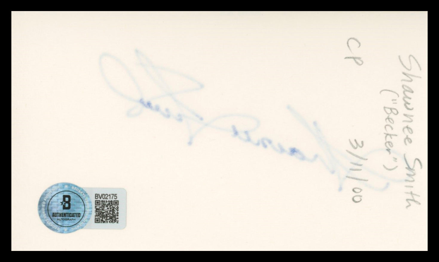 Shawnee Smith Saw Authentic Signed 3x5 Index Card Autographed BAS #BV02175