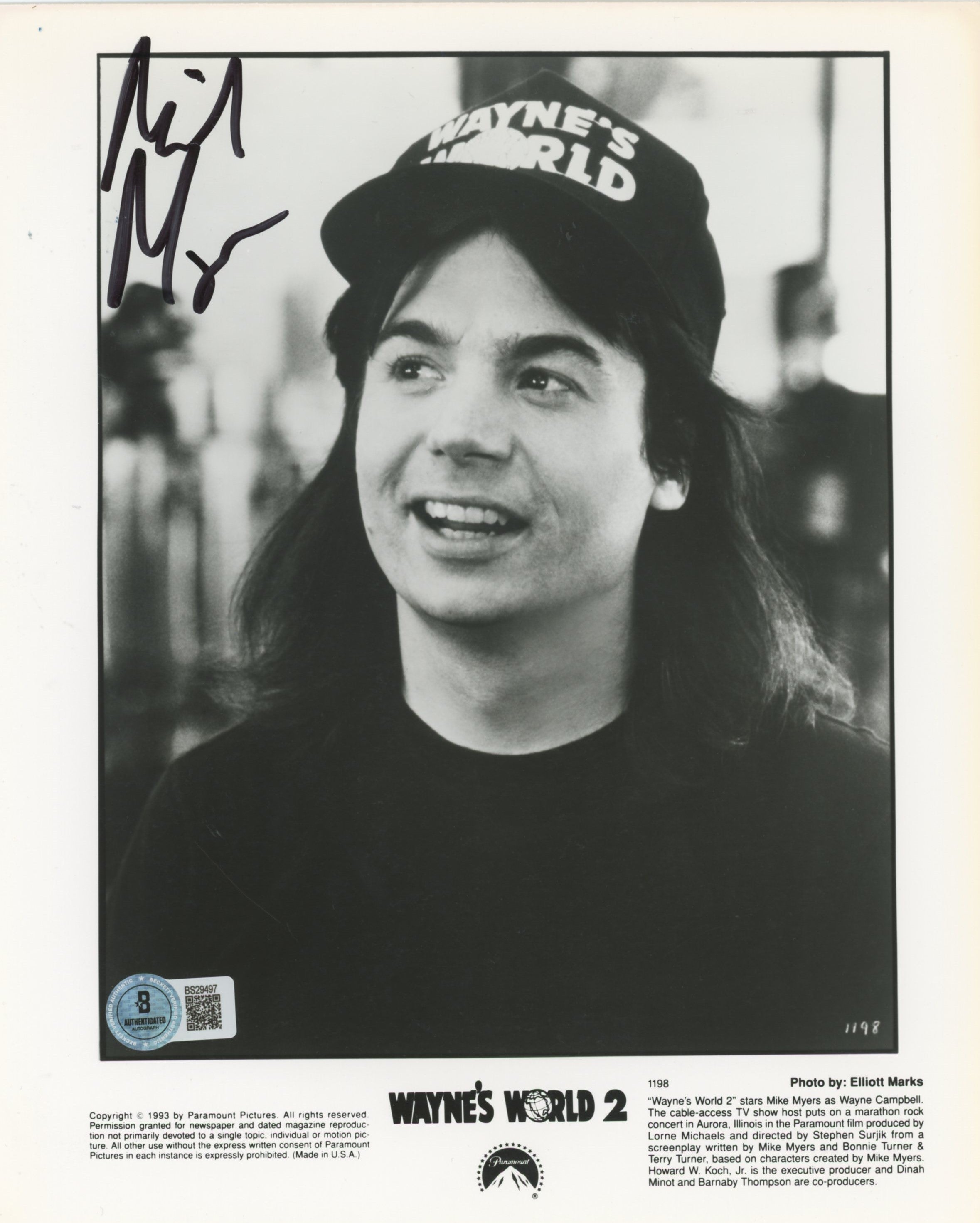 Mike Myers Wayne's World 2 Authentic Signed 8x10 Vertical Photo BAS #BS29497