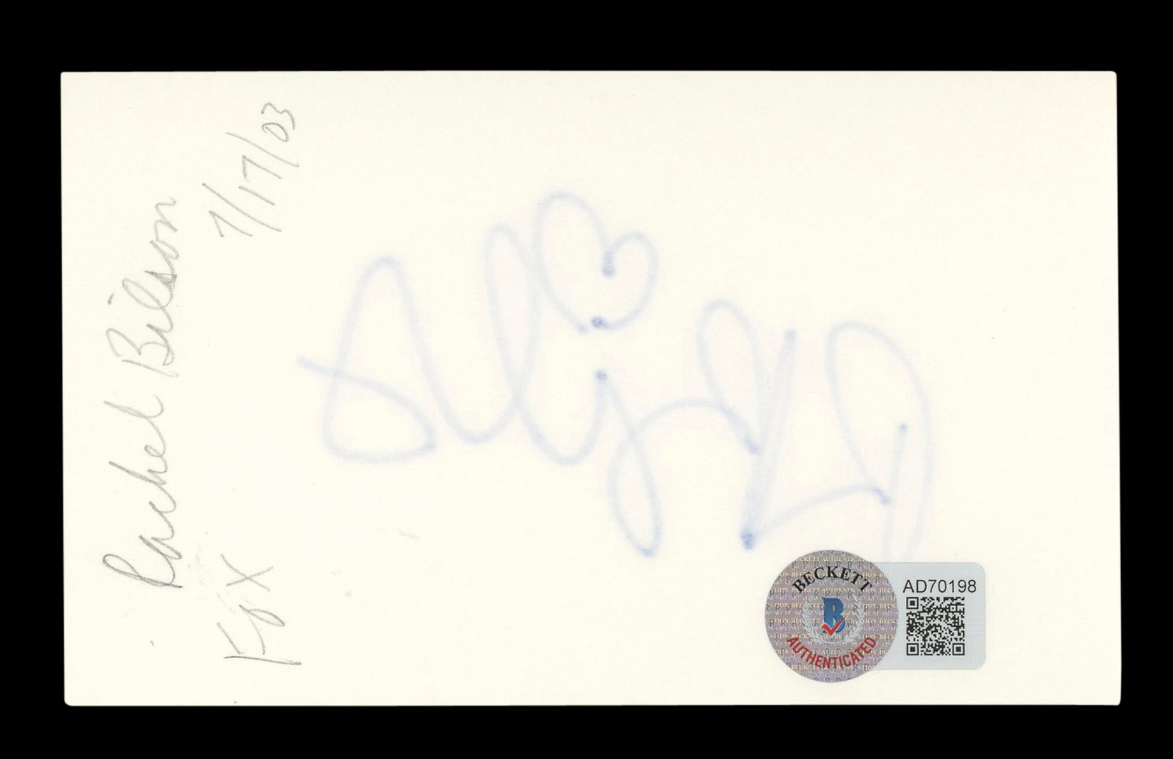 Rachel Bilson Jumper Authentic Signed 3x5 Index Card Autographed BAS #AD70198