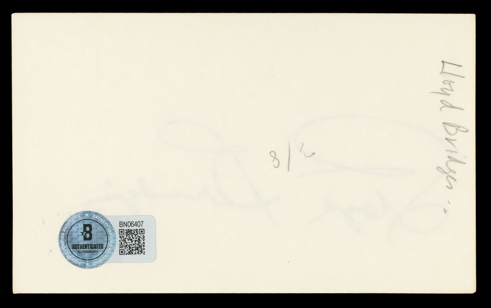 Lloyd Bridges Airplane! Authentic Signed 3x5 Index Card Autographed BAS #BN06407