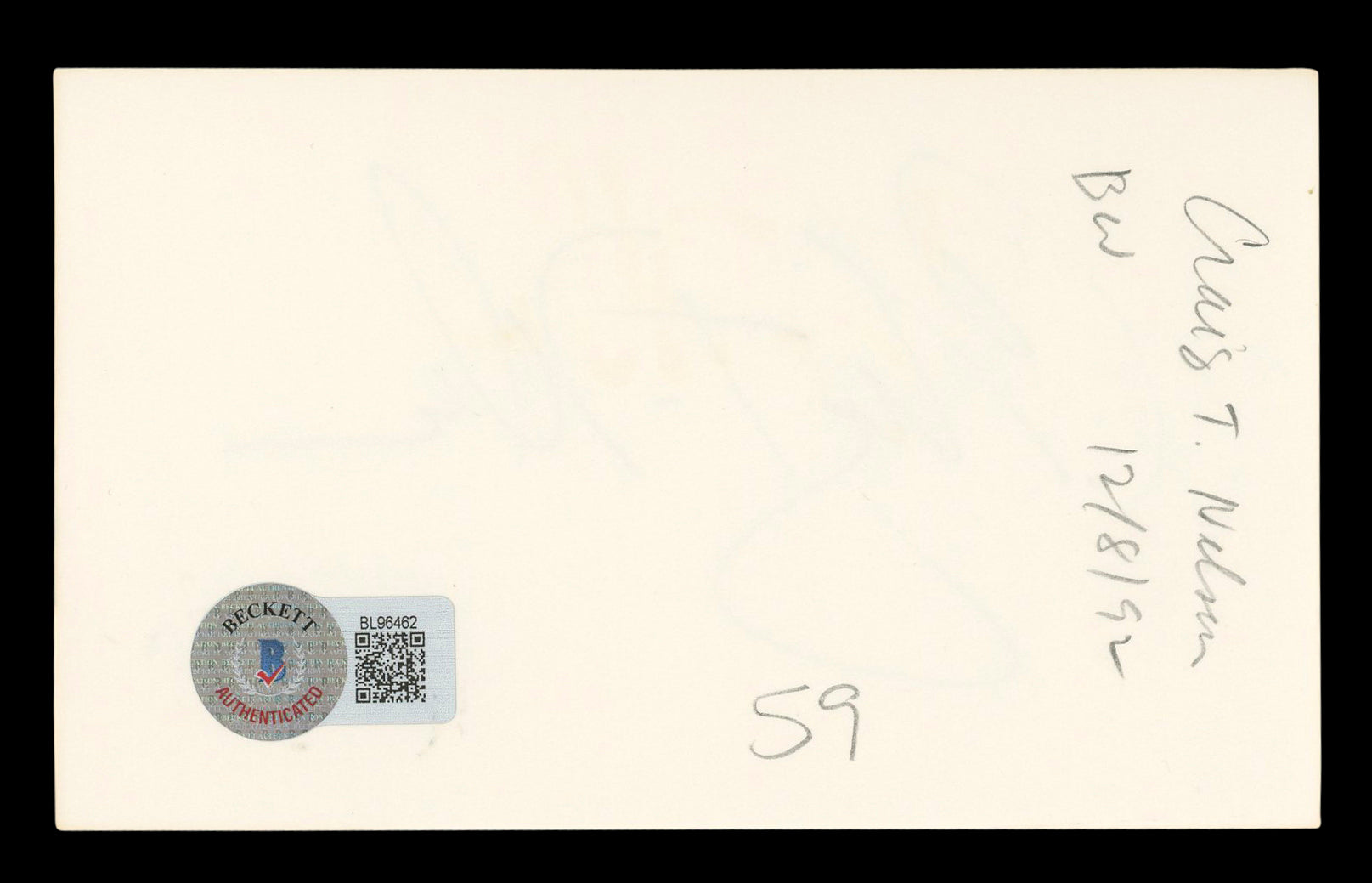 Craig T. Nelson Coach Authentic Signed 3x5 Index Card Autographed BAS #BL96462