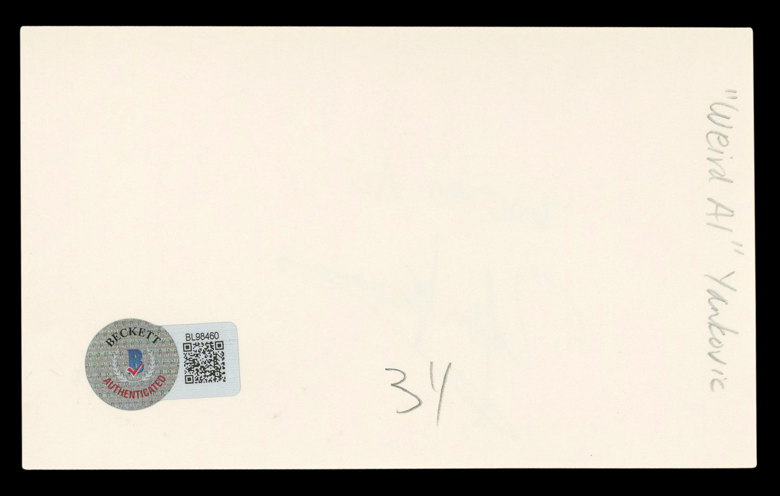 Weird Al Yankovic Musician Authentic Signed 3x5 Index Card BAS #BL98460