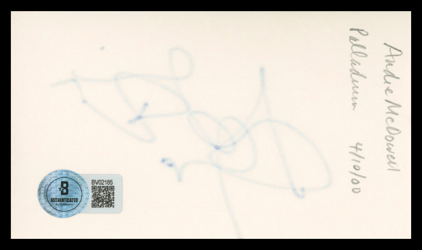 Andie MacDowell The Way Home Authentic Signed 3x5 Index Card BAS #BV02185