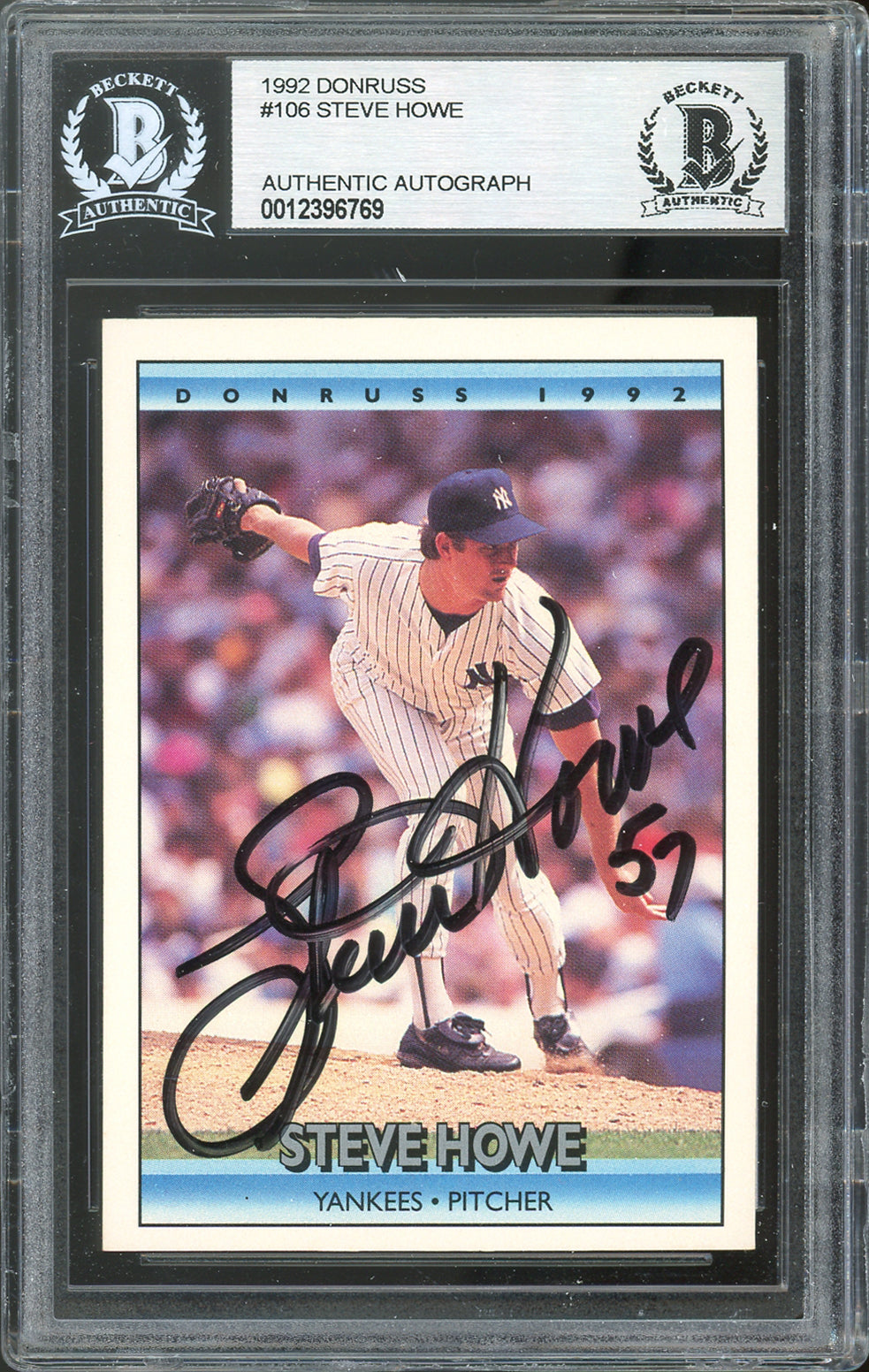 Yankees Steve Howe Authentic Signed 1992 Donruss #106 Card BAS Slabbed
