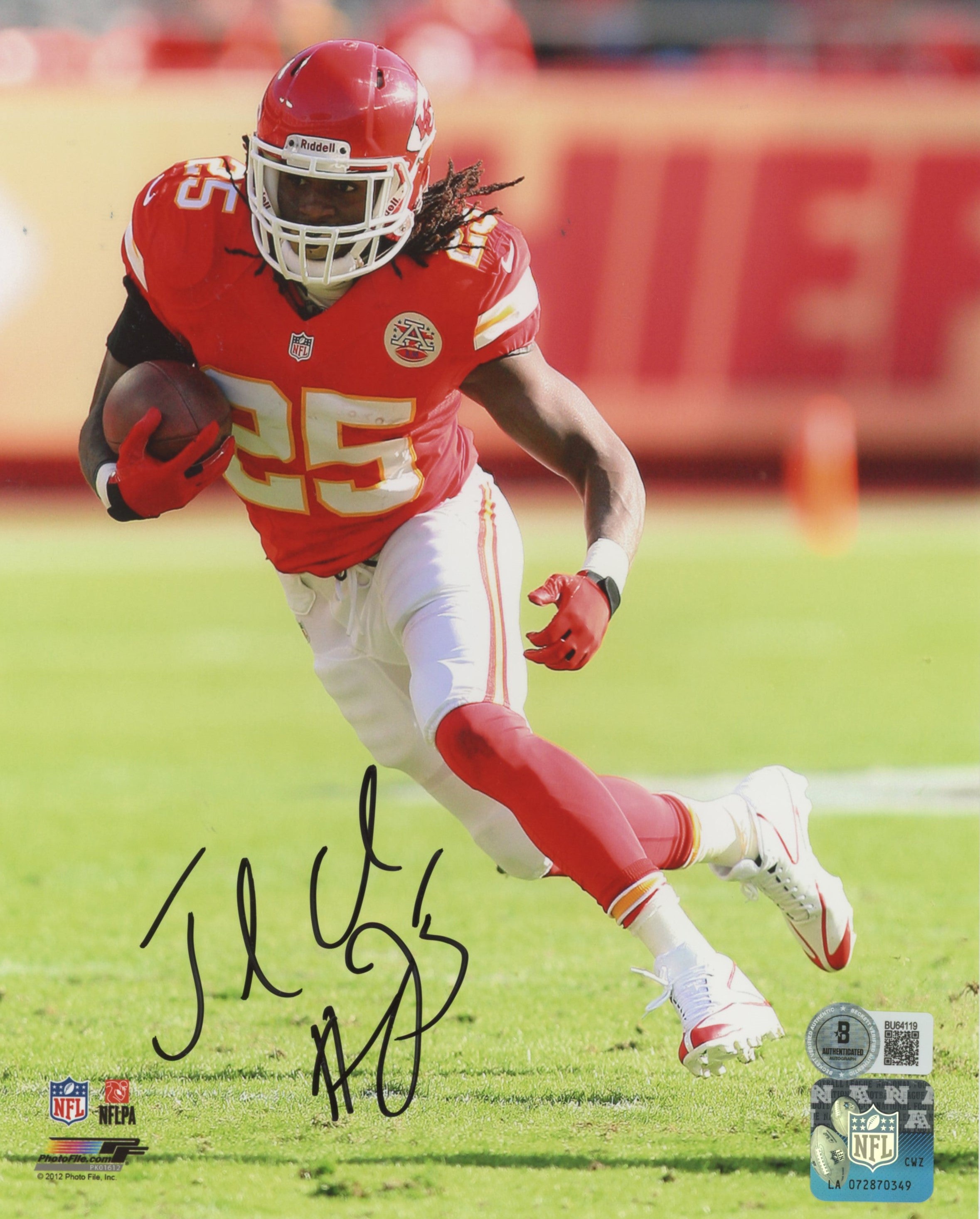 Chiefs Jamaal Charles Authentic Signed 8x10 Vertical Photo BAS #BU64119