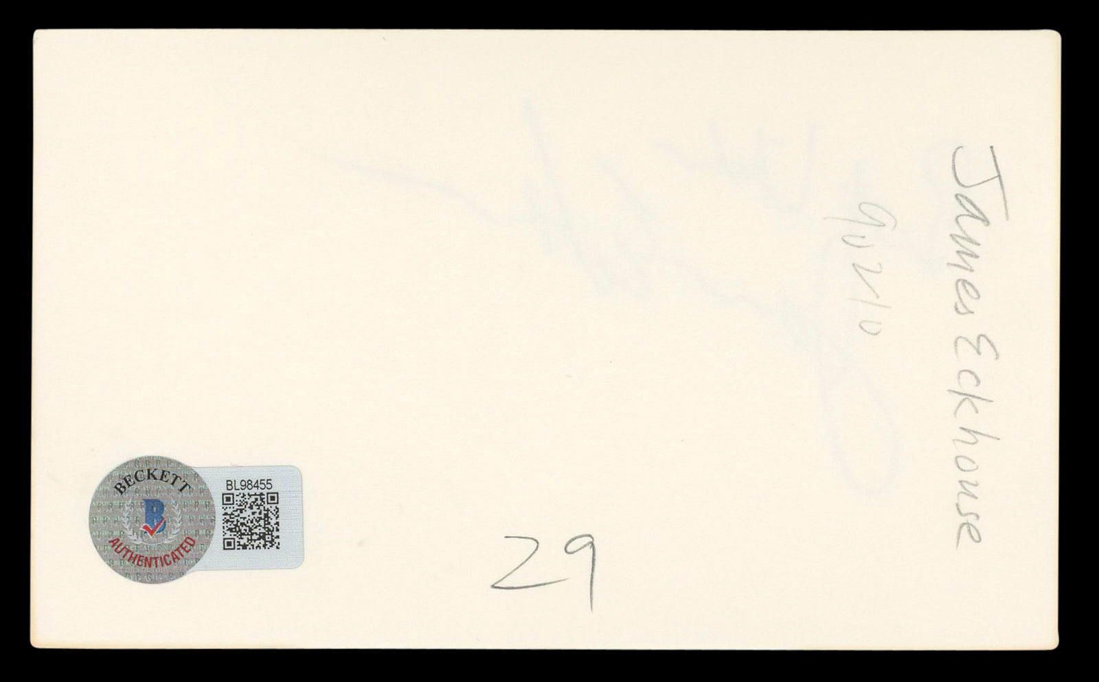 James Eckhouse Beverly Hills, 90210 Authentic Signed 3x5 Index Card BAS #BL98455