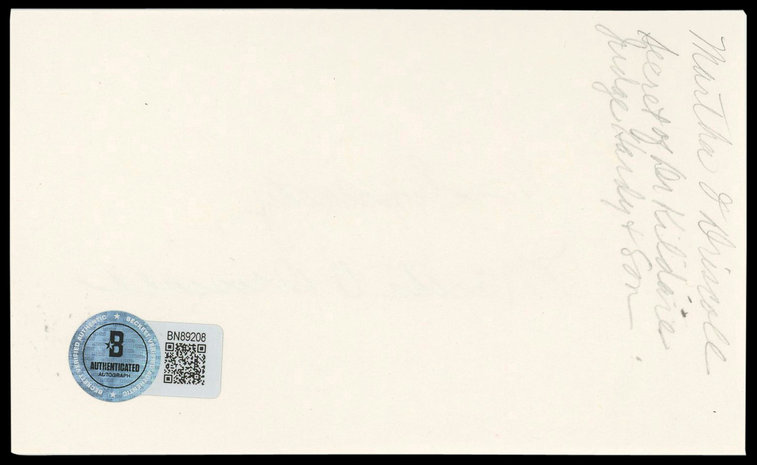 Martha O'Driscoll House of Dracula Authentic Signed 3x5 Index Card BAS #BN89208