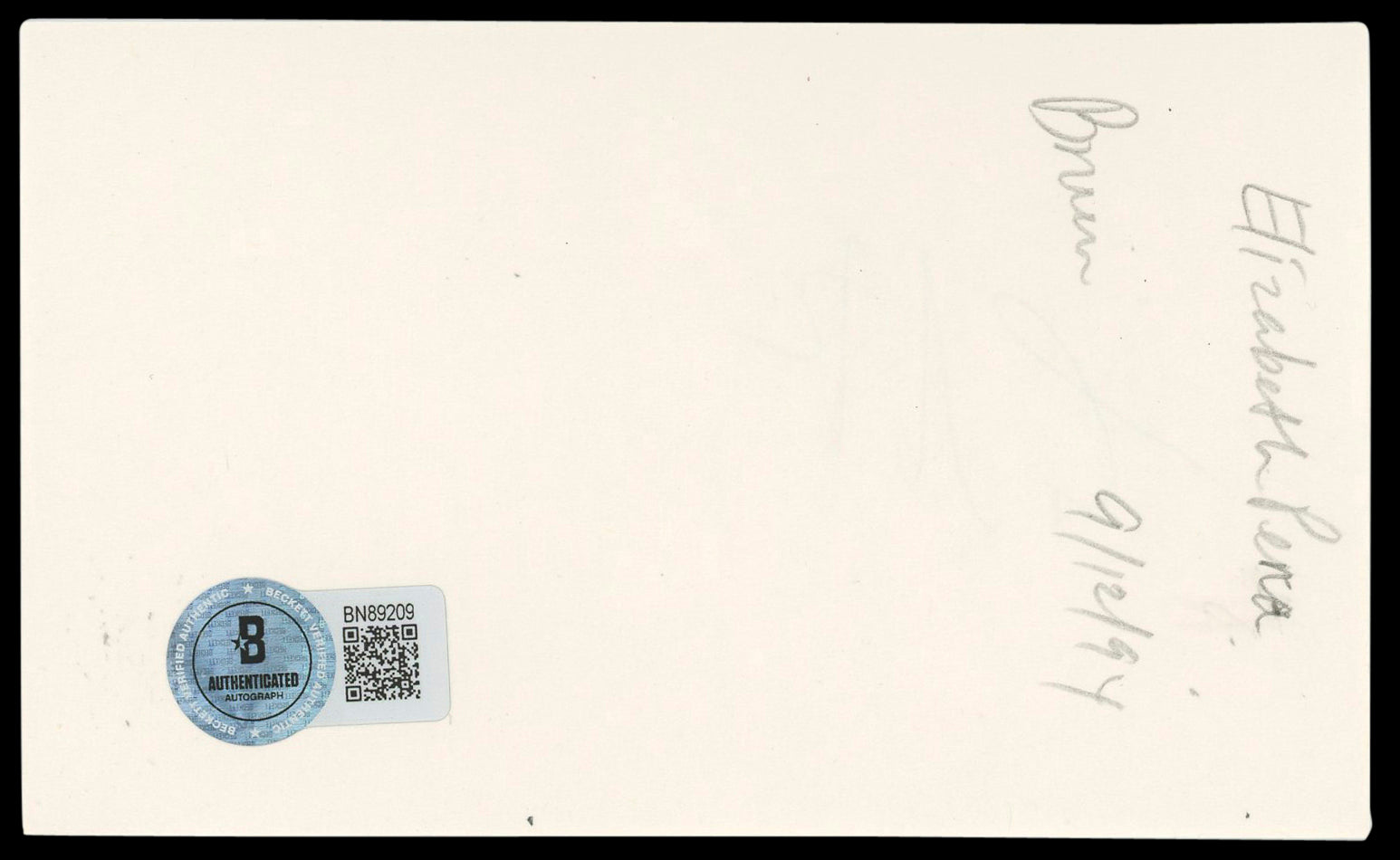 Elizabeth Peña Rush Hour Authentic Signed 3x5 Index Card BAS #BN89209