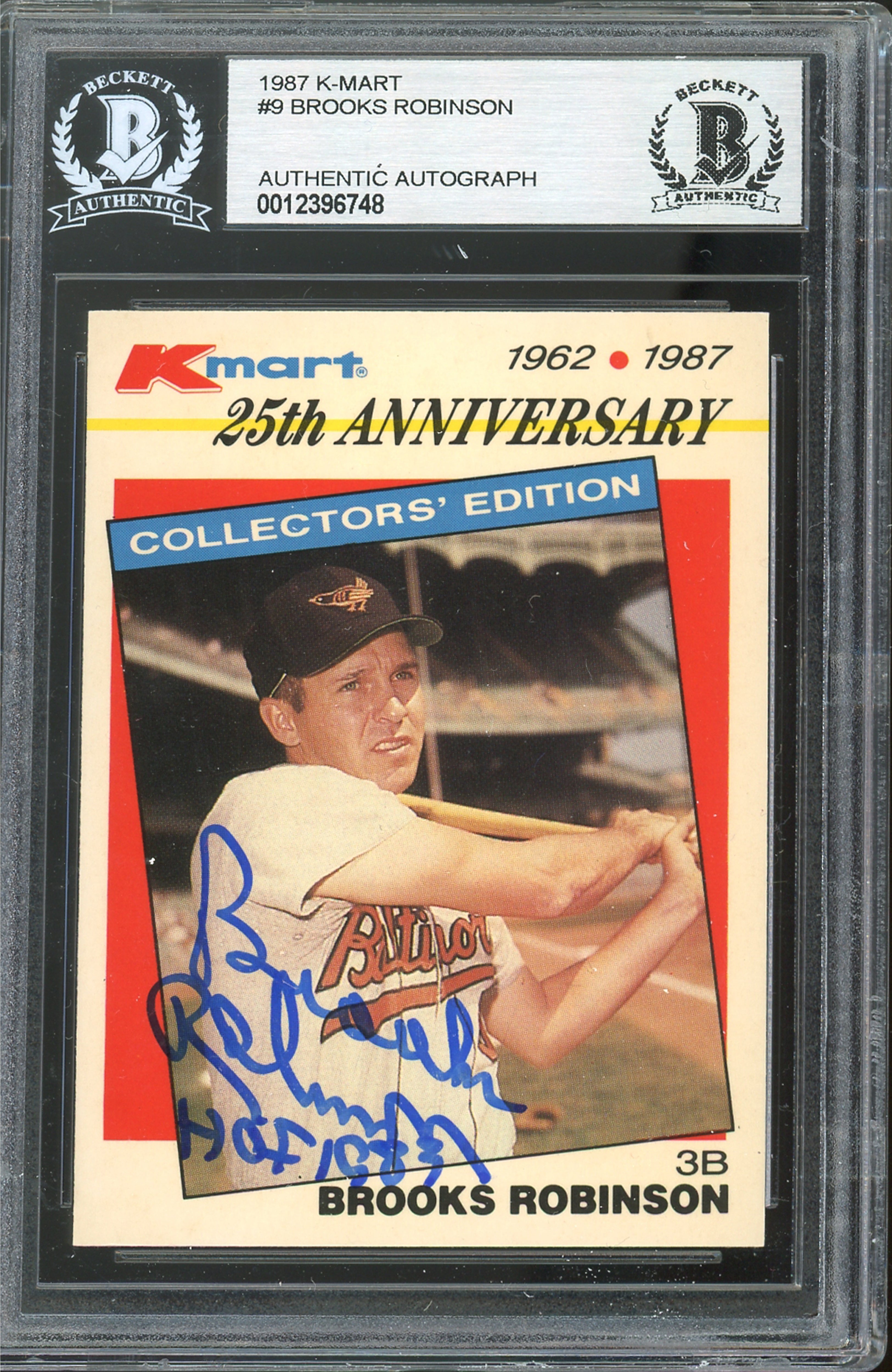 Orioles Brooks Robinson "HOF 1983" Authentic Signed 1987 K-Mart #9 Card BAS Slab