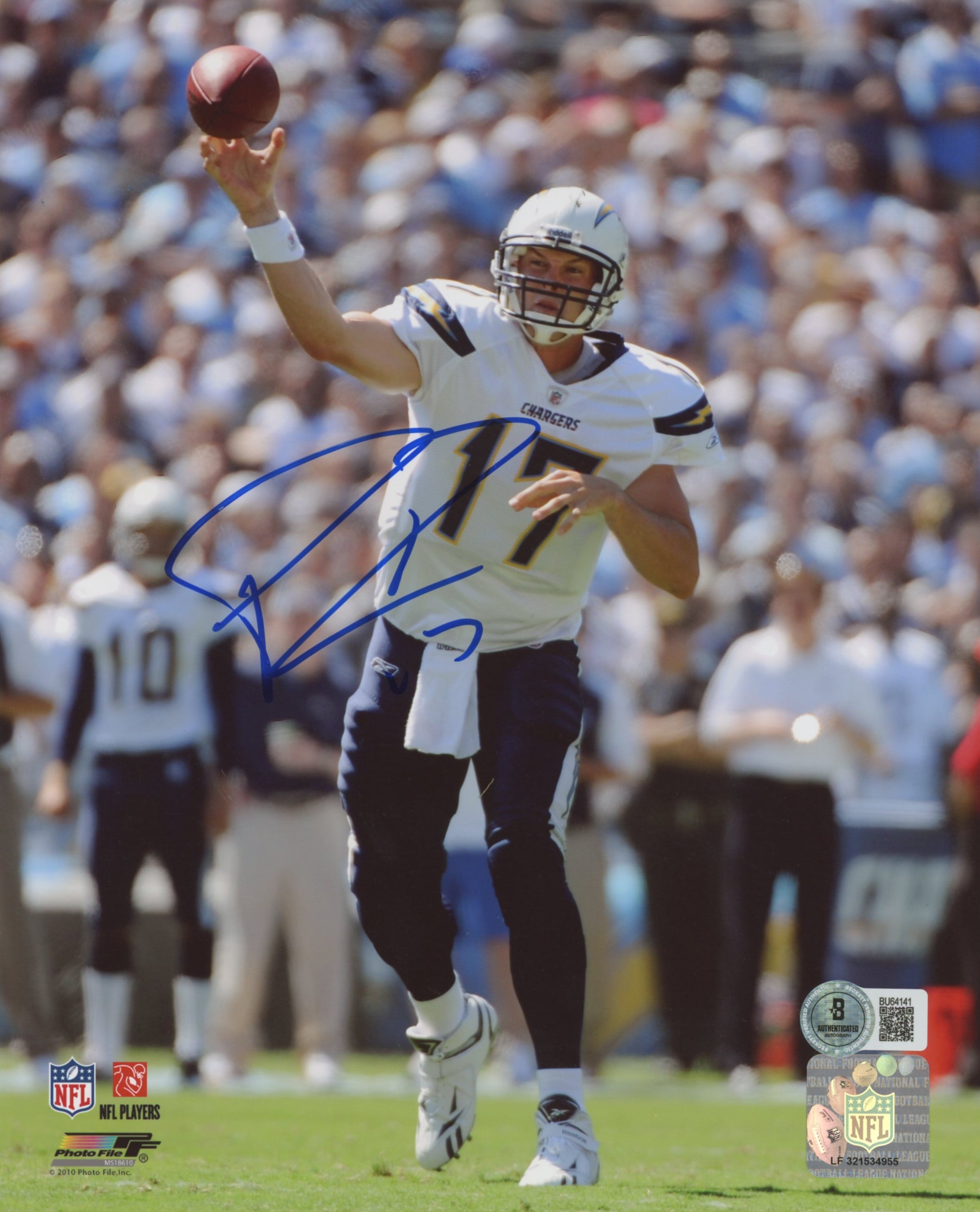 Chargers Philip Rivers Authentic Signed 8x10 Vertical Photo BAS #BU64141
