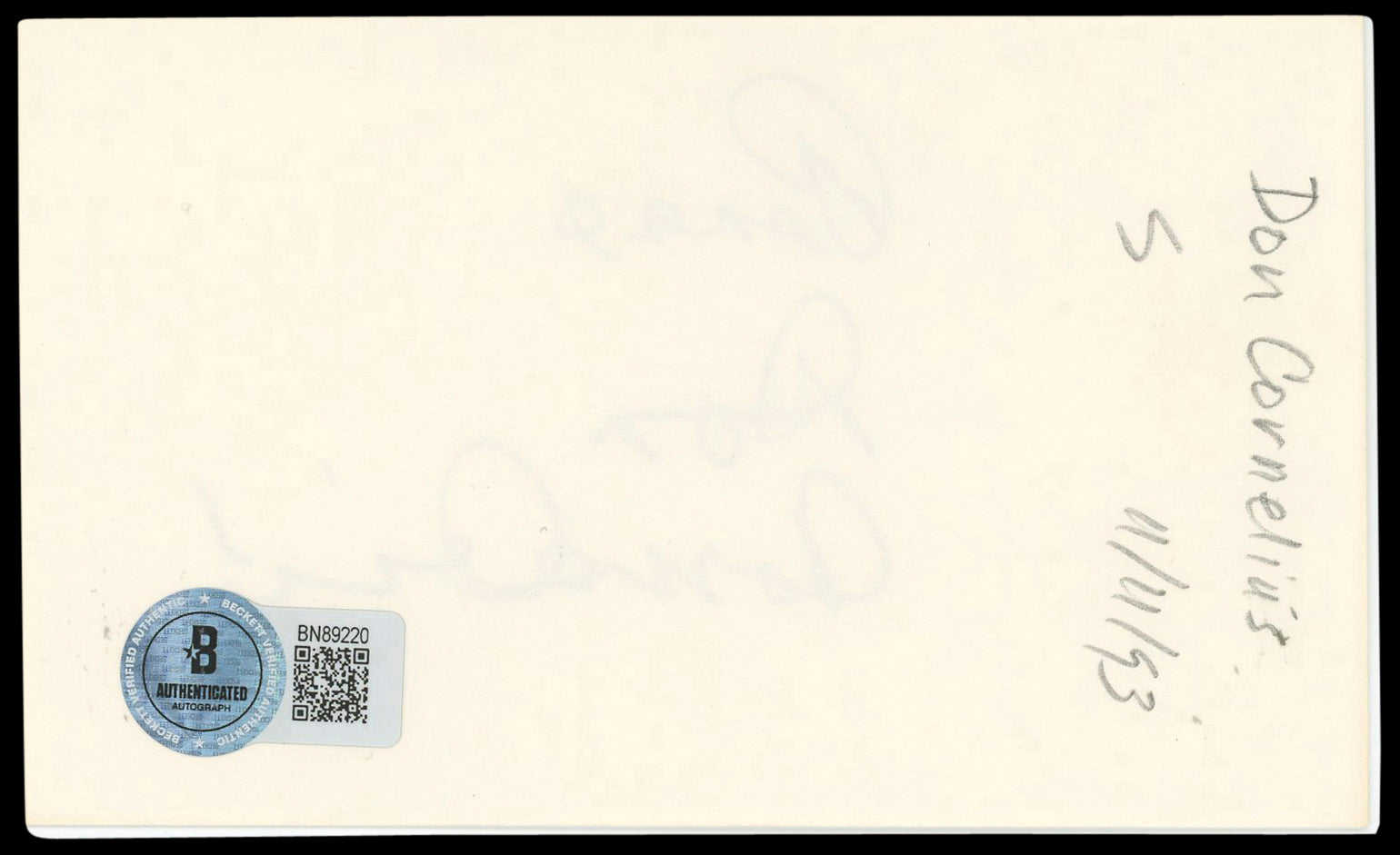 Don Cornelius Soul Train "Peace" Authentic Signed 3x5 Index Card BAS #BN89220
