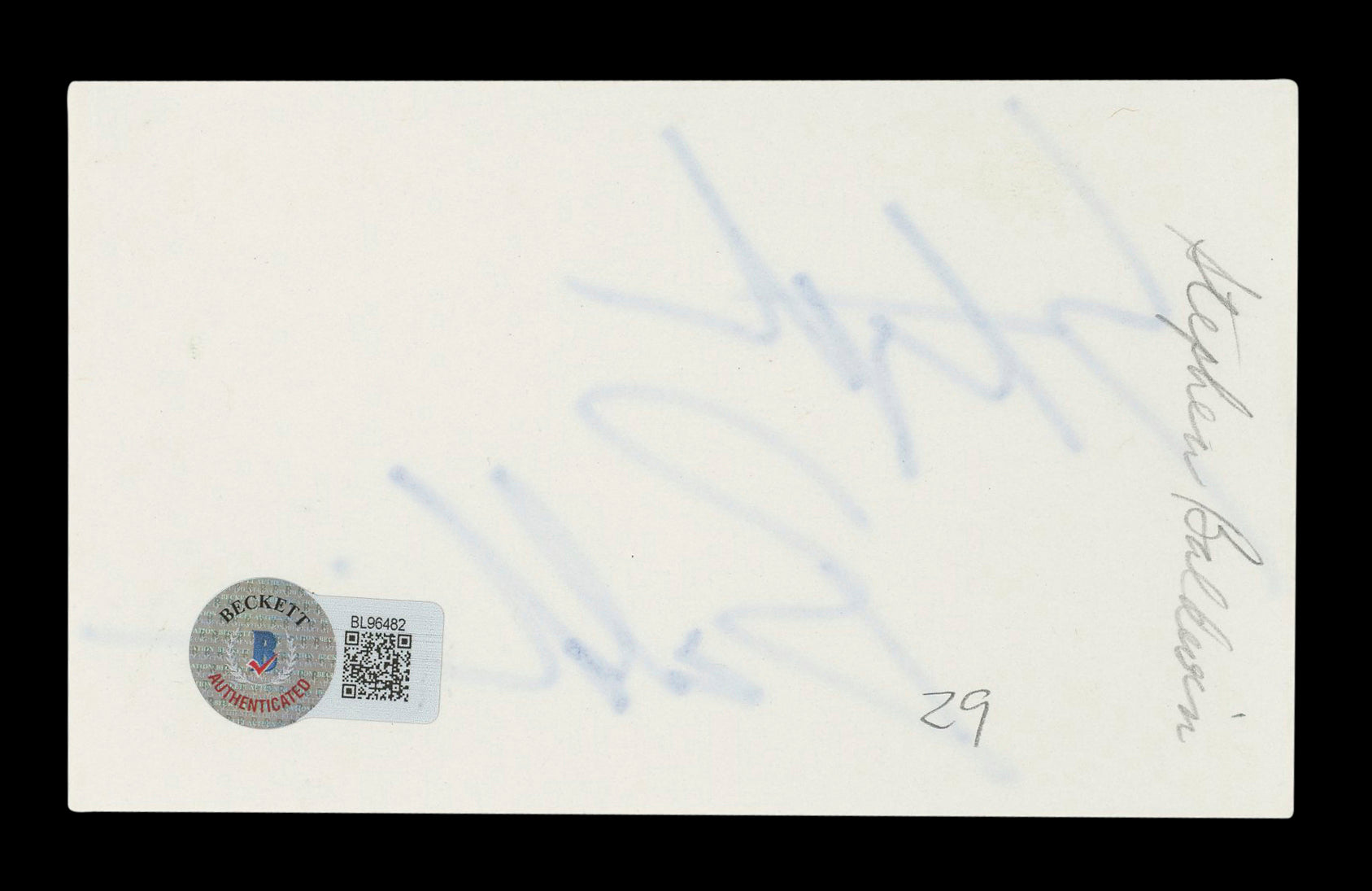 Stephen Baldwin The Usual Suspects Authentic Signed 3x5 Index Card BAS #BL96482