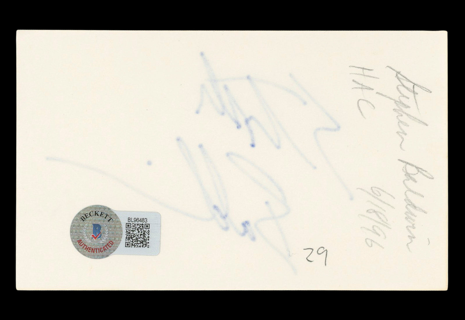 Stephen Baldwin The Usual Suspects Authentic Signed 3x5 Index Card BAS #BL96483