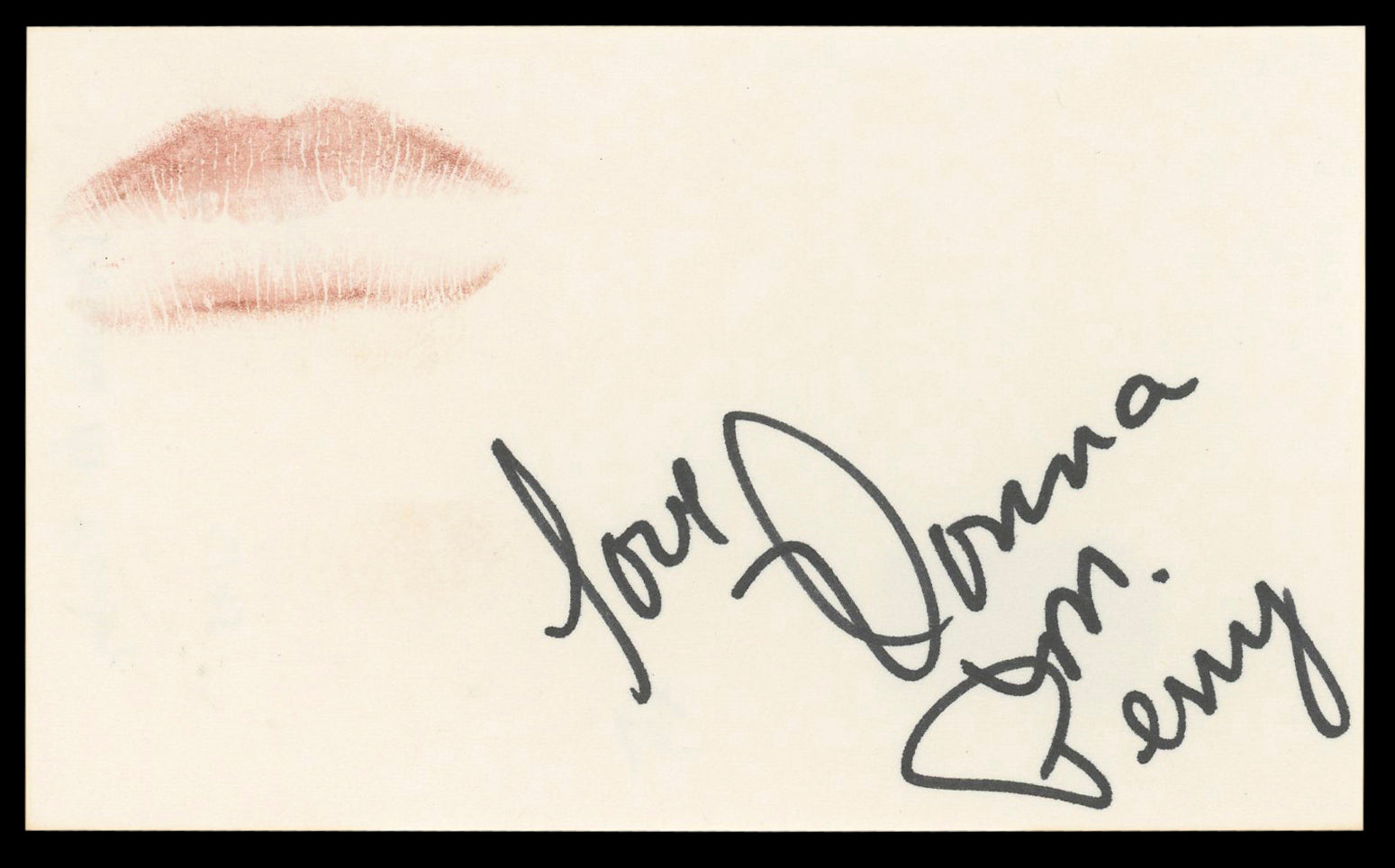 Donna M. Perry Playboy "Love" Authentic Signed 3x5 Index Card BAS #BL98638