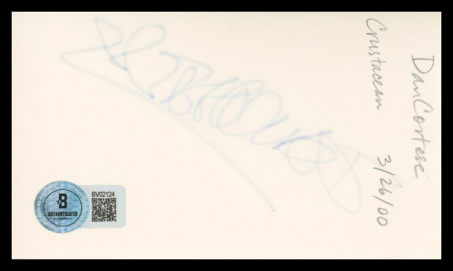 Dan Cortese Seinfeld Authentic Signed 3x5 Index Card Autographed BAS #BV02124