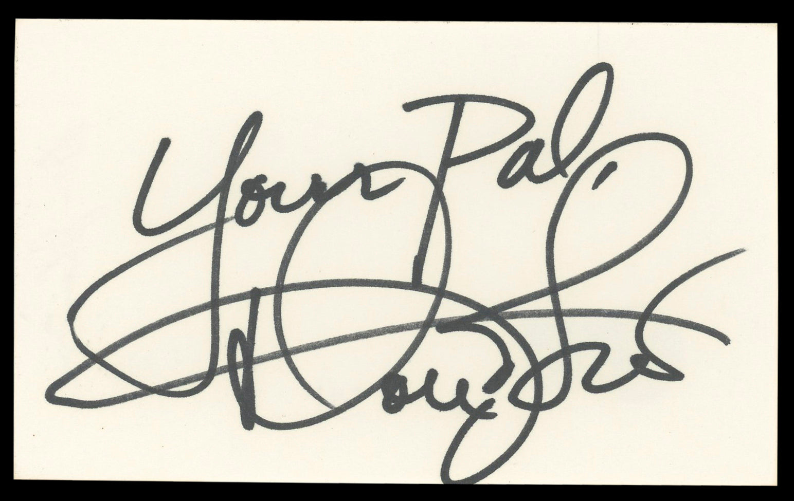 Don Johnson Miami Vice "Your Pal" Authentic Signed 3x5 Index Card BAS #BL98636