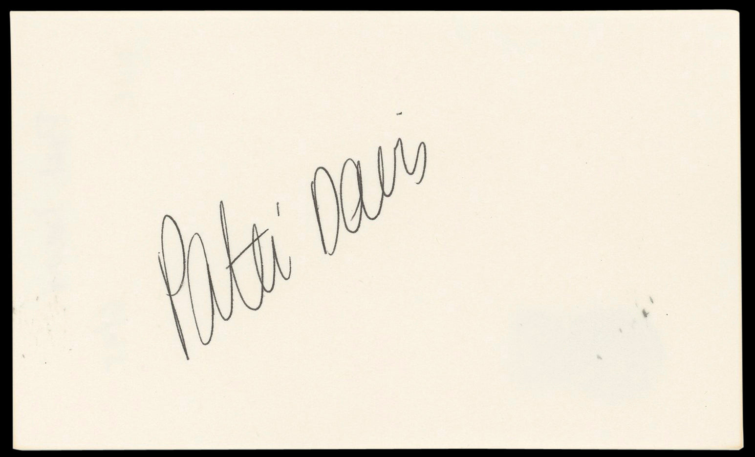 Patti Davis Tango & Cash Authentic Signed 3x5 Index Card BAS #BN89224