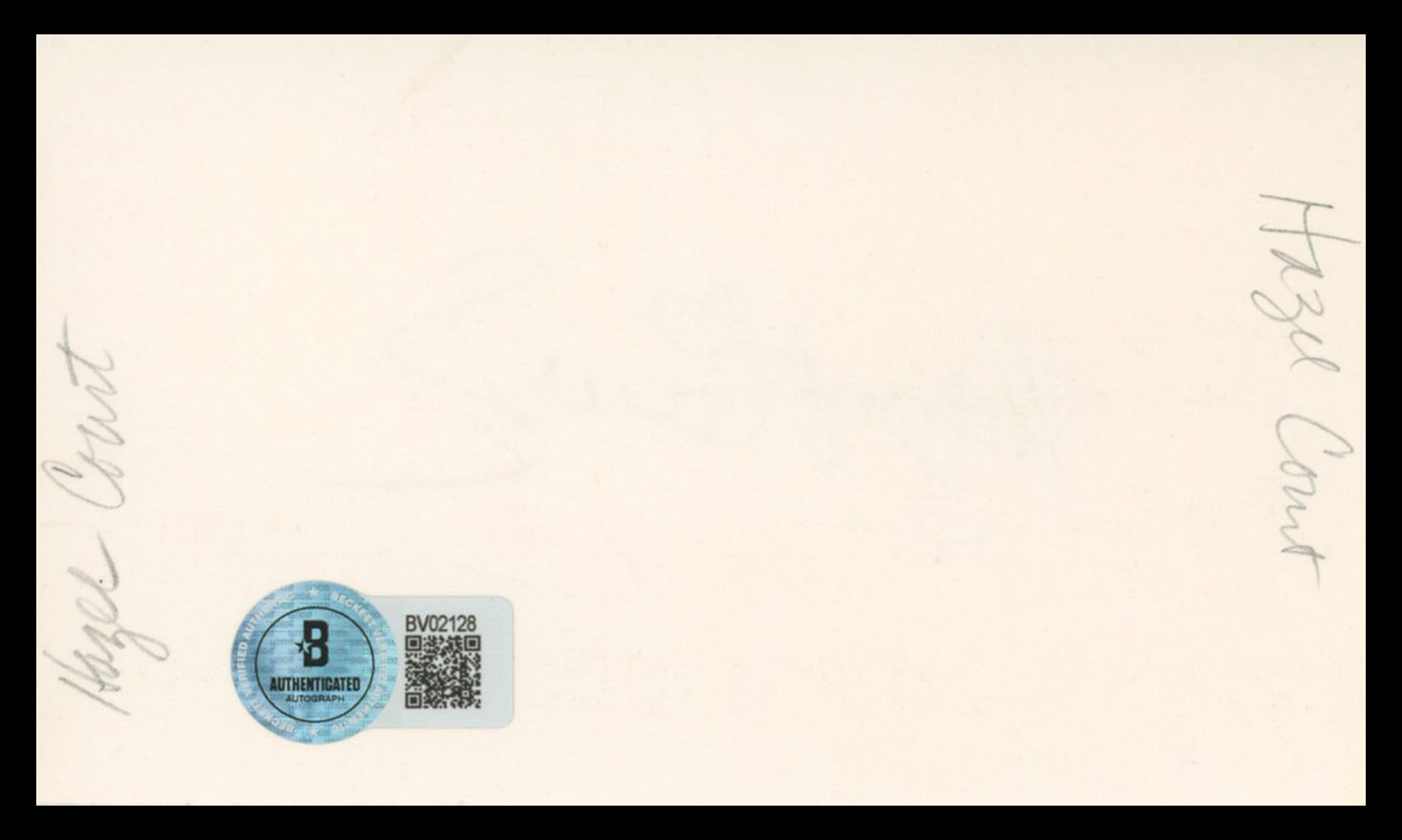 Hazel Court The Raven Authentic Signed 3x5 Index Card Autographed BAS #BV02128