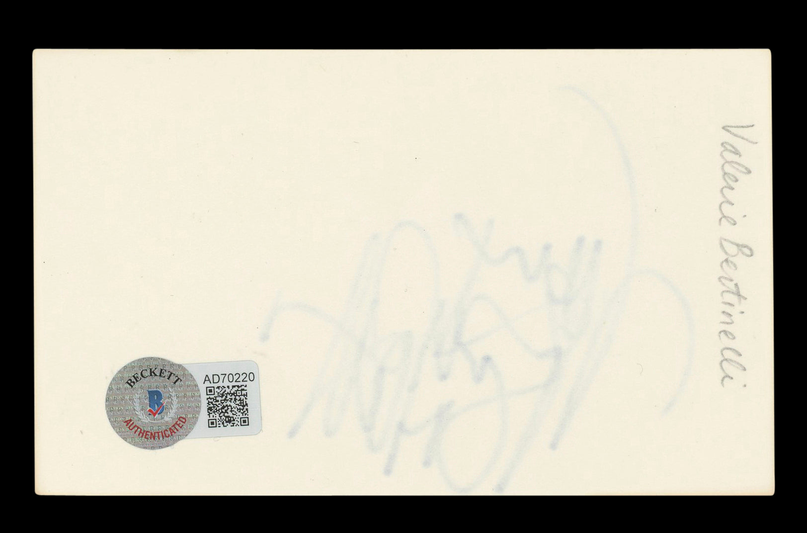 Valerie Bertinelli One Day at a Time Signed 3x5 Index Card BAS #AD70220