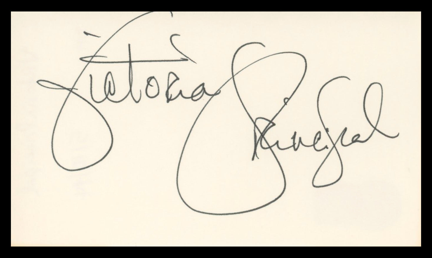 Victoria Principal Dallas Authentic Signed 3x5 Index Card BAS #BV02132