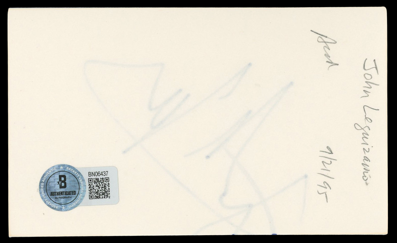 John Leguizamo Romeo + Juliet Authentic Signed 3x5 Index Card BAS #BN06437