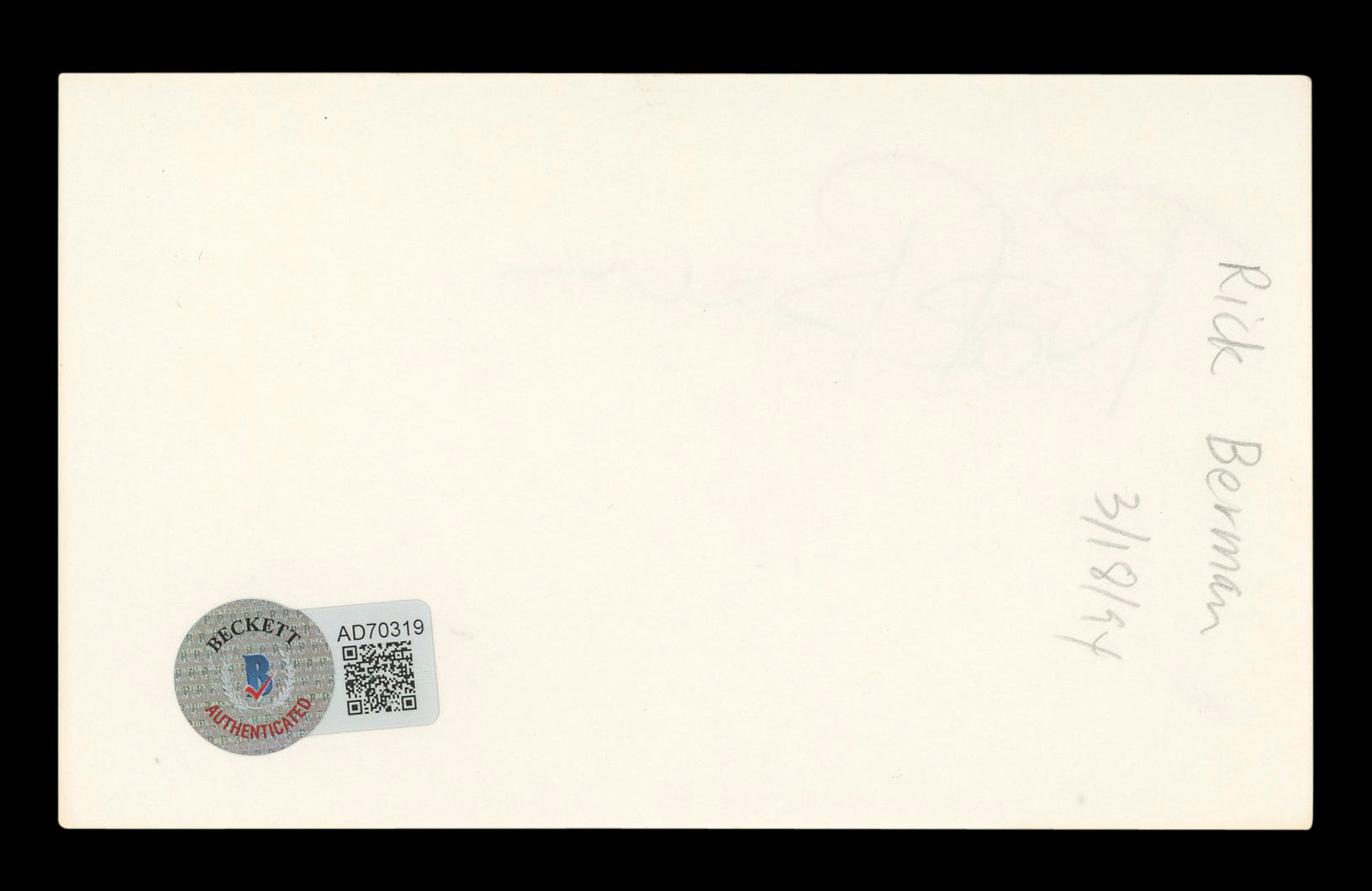 Rick Berman Star Trek Enterprise Signed 3x5 Index Card Autographed BAS #AD70319