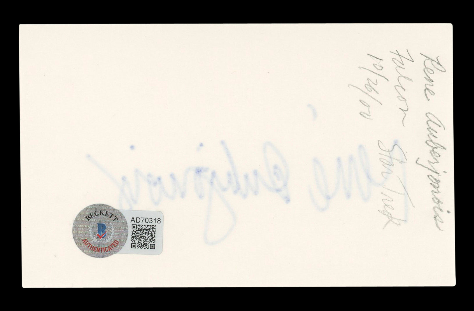 René Auberjonois Star Trek Signed 3x5 Index Card Autographed BAS #AD70318