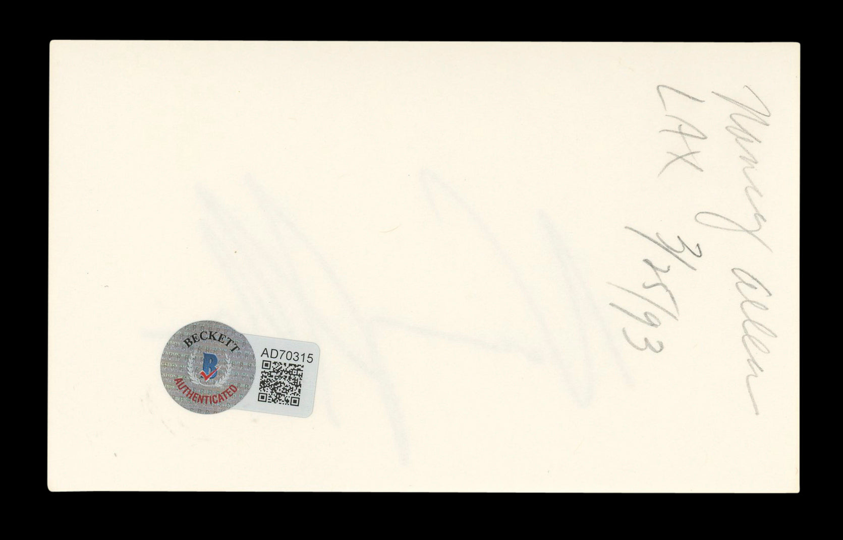 Nancy Allen RoboCop Authentic Signed 3x5 Index Card Autographed BAS #AD70315