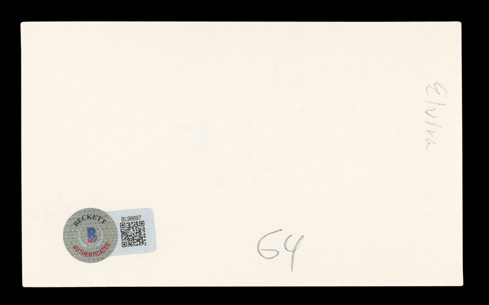 Cassandra Peterson Elvira Authentic Signed 3x5 Index Card BAS #BL96697