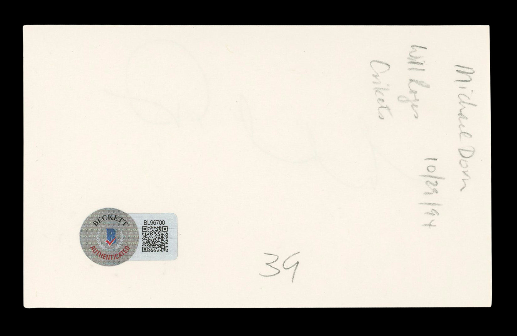 Michael Dorn Star Trek Authentic Signed 3x5 Index Card Autographed BAS #BL96700