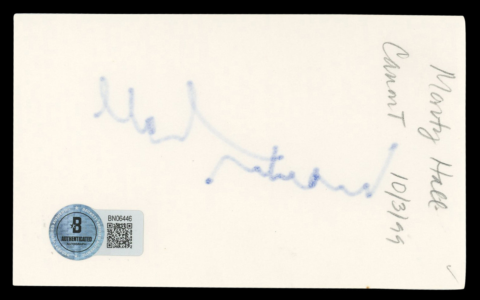Monty Hall Let's Make A Deal Authentic Signed 3x5 Index Card BAS #BN06446