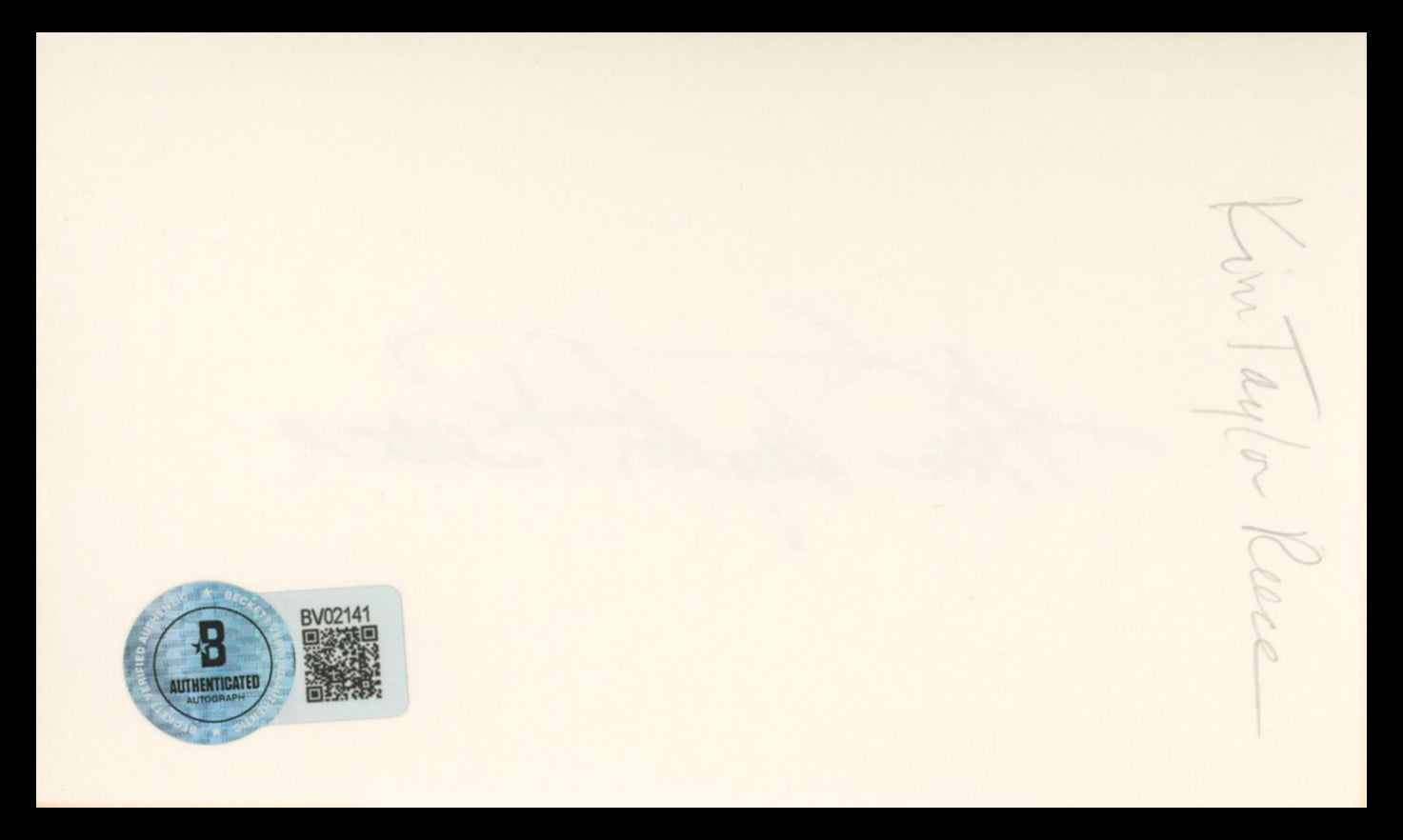 Kim Taylor Reece Authentic Signed 3x5 Index Card Autographed BAS #BV02141