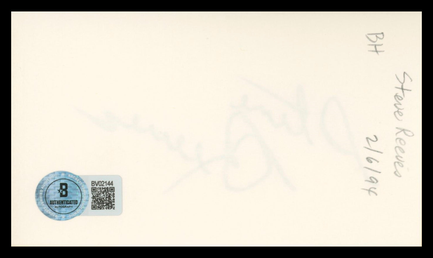 Steve Reeves Hercules Authentic Signed 3x5 Index Card Autographed BAS #BV02144