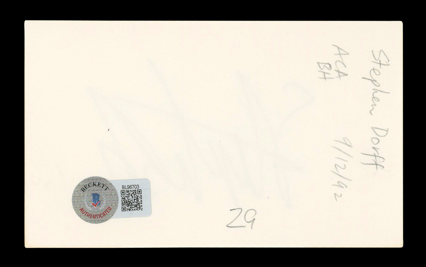 Stephen Dorff Blade Authentic Signed 3x5 Index Card Autographed BAS #BL96703