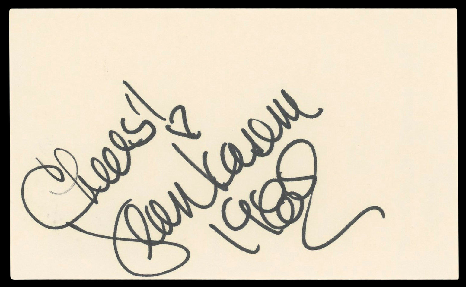 Jean Kasem Cheers "Cheers! 1982" Authentic Signed 3x5 Index Card BAS #BL98617