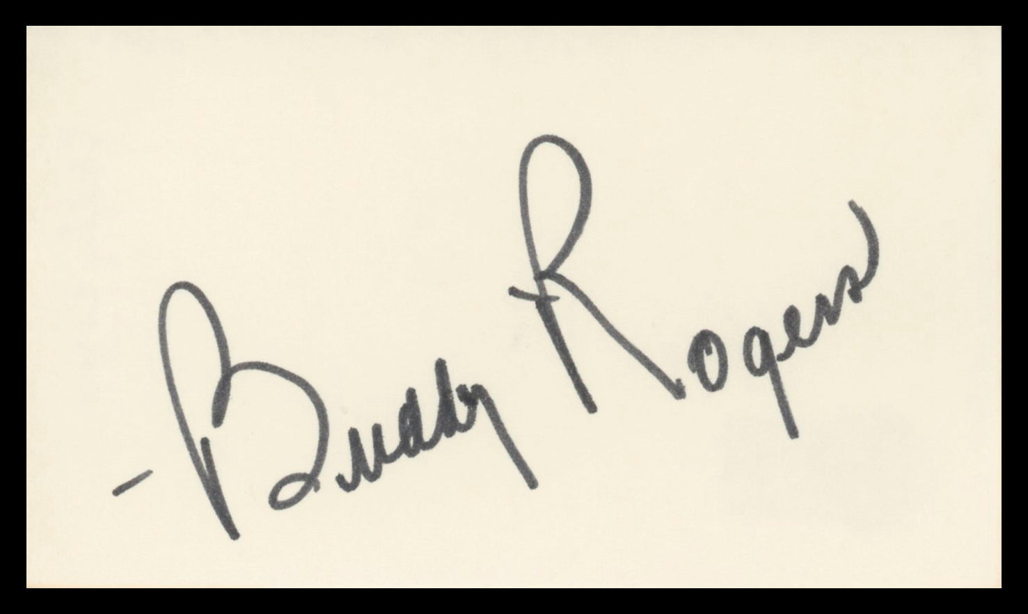 Buddy Rogers Wings Authentic Signed 3x5 Index Card Autographed BAS #BV02151