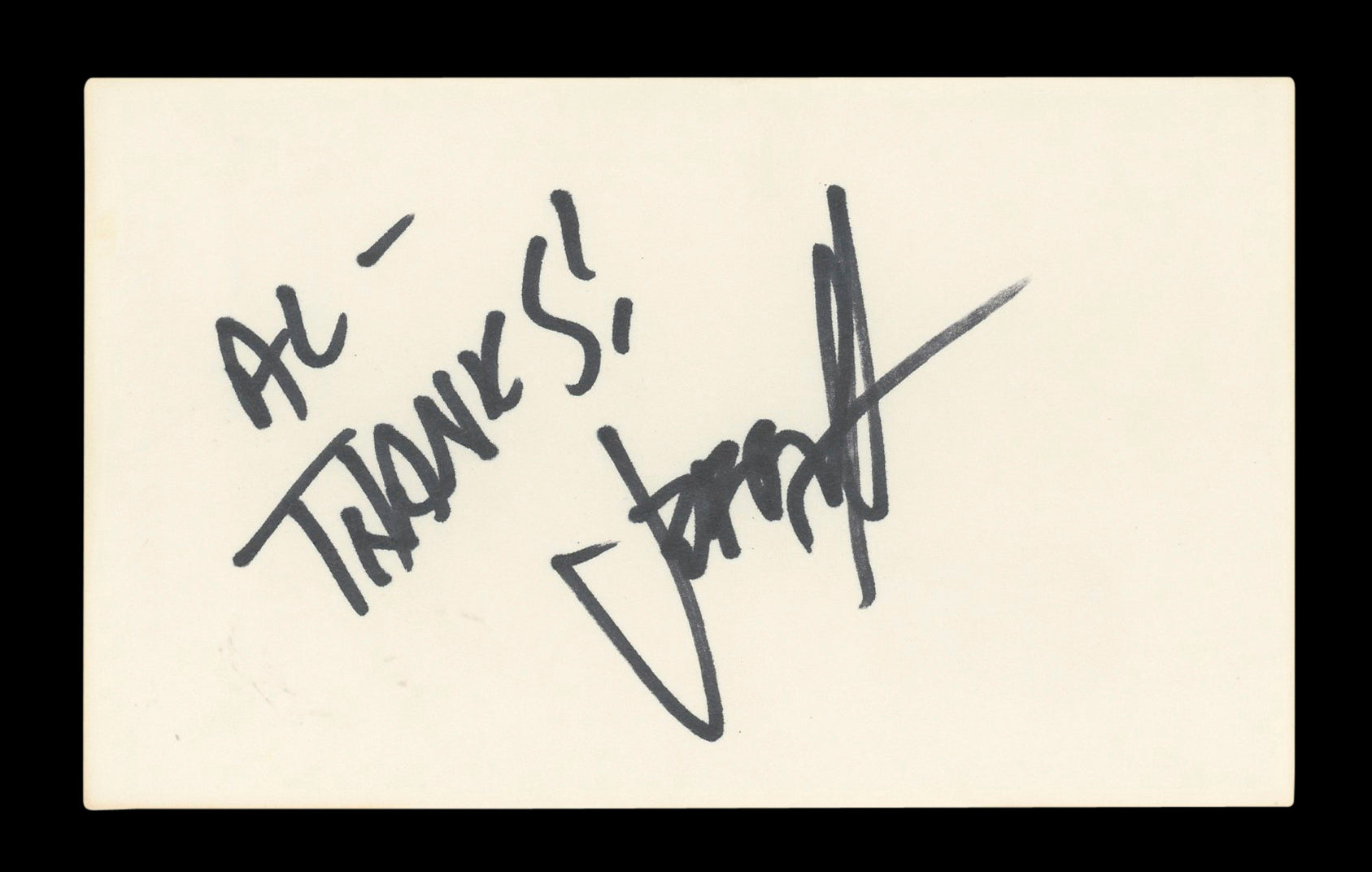 J.J. Abrams Star Wars "Al-Thanks!" Signed 3x5 Index Card BAS #AD70304