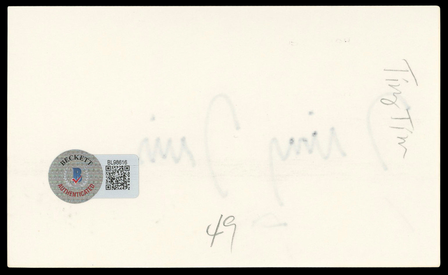 Tiny Tim Musician Authentic Signed 3x5 Index Card Autographed BAS #BL98616