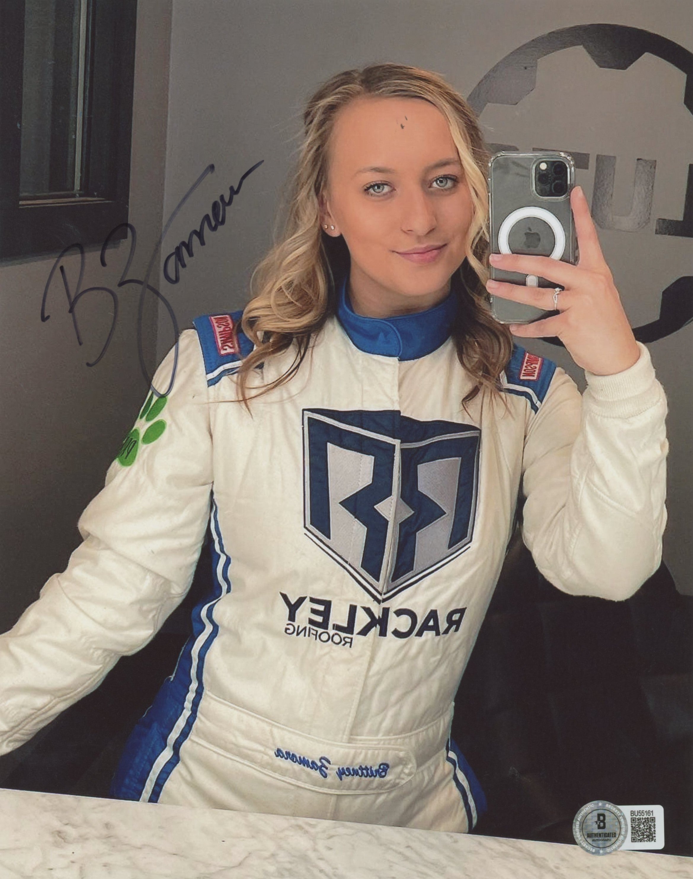 Brittney Zamora NASCAR Authentic Signed 8x10 Vertical Photo Autographed BAS 4